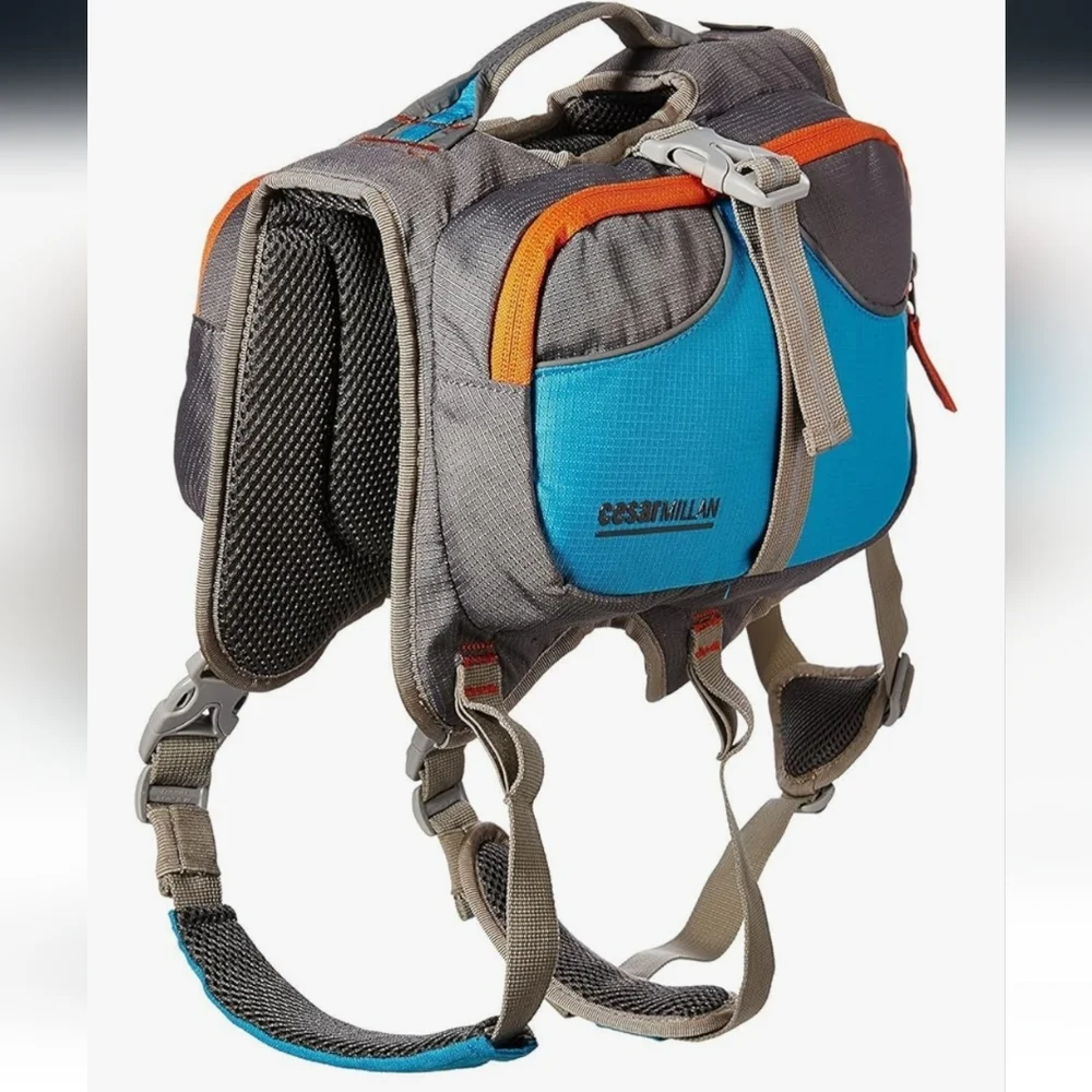 Cesar Millan Blue and Orange Dog Backpack Large NWOT